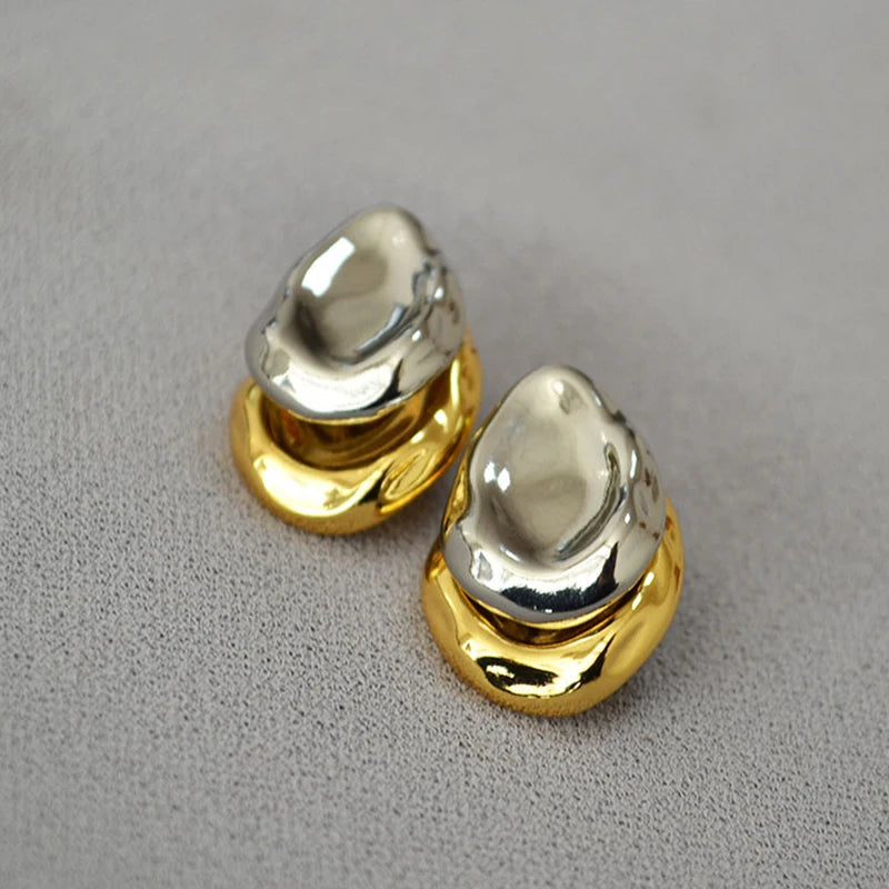 Stainless Steel Droplet Stud Earrings - Vintage Two Way Mix Color Jewelry