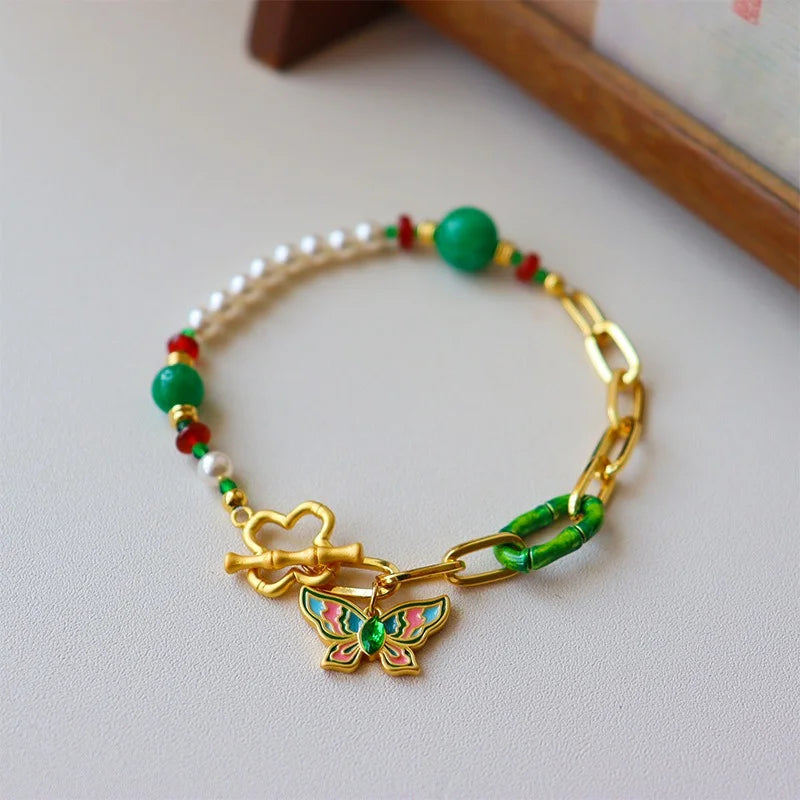 Stainless Steel 18K Gold Plated ColorPop Enamel Bracelet