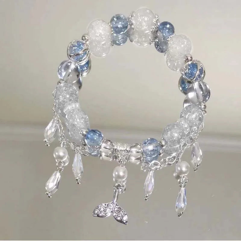 Light Luxury Purple Glass Crystal Beaded Bracelets