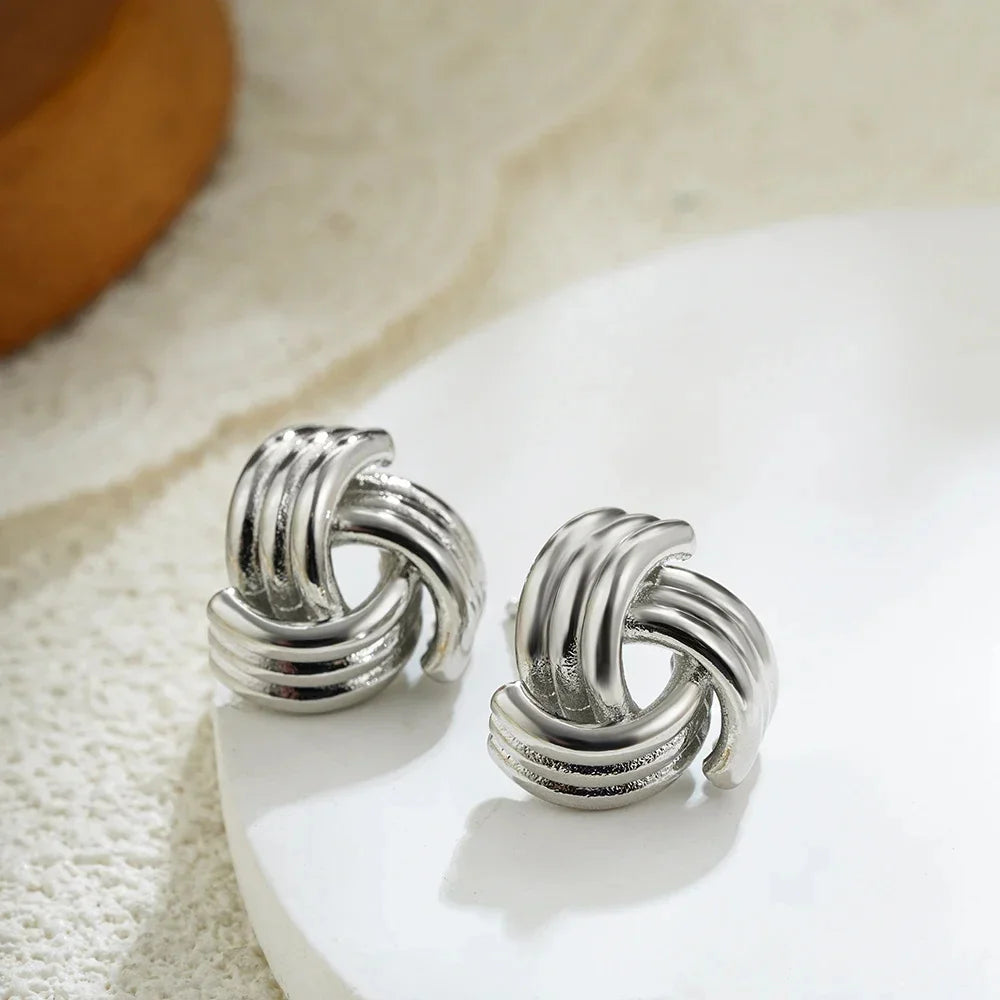 Vintage Glossy Knot Earrings | Stainless Steel Gift