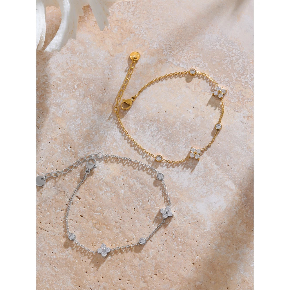 Stainless Steel Zircon Blossom Chain