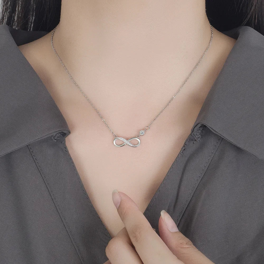 "Infinite Love Sterling Silver Zircon Necklace