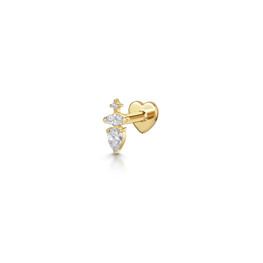 925 Sterling Silver Crown Horse Eye Zircon Heart