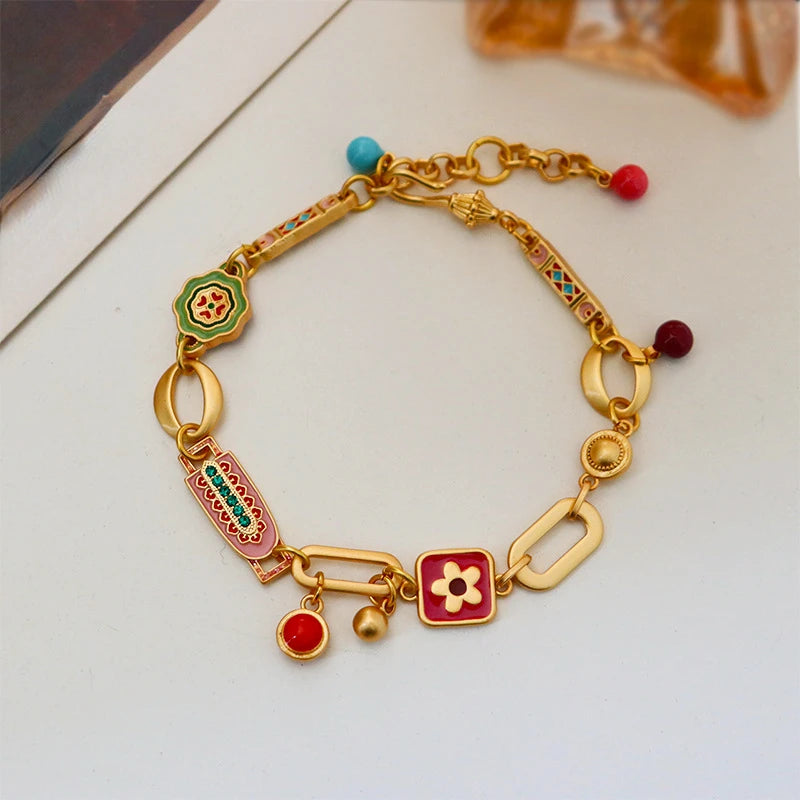 Stainless Steel 18K Gold Plated ColorPop Enamel Bracelet
