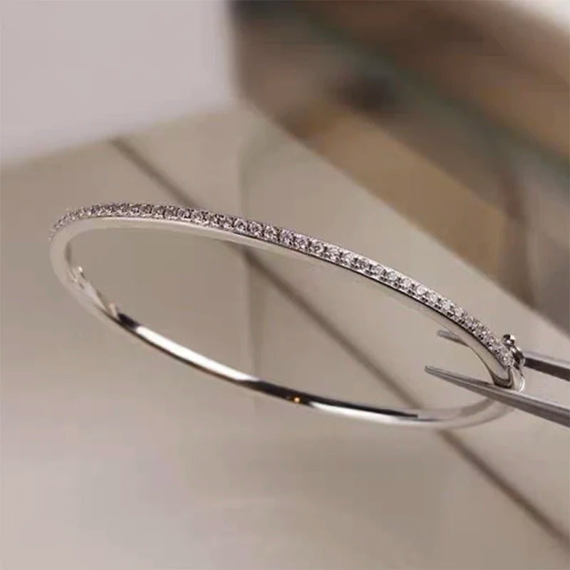 Elegant Move Diamond Bangle – Pure 925 Sterling Silver Wedding Jewelry (6cm)
