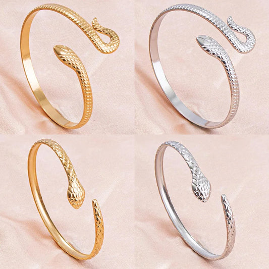 Snake Cuff – Handcrafted Stainless Steel Punk Bracelet for Women