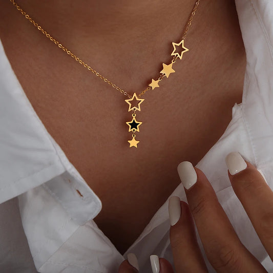 Stainless Steel Noir Star Pendant