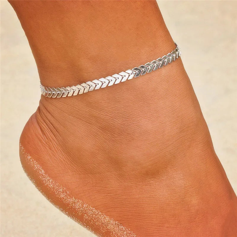 Boho Tassel Chain Anklet | Snake Starfish Heart Charms