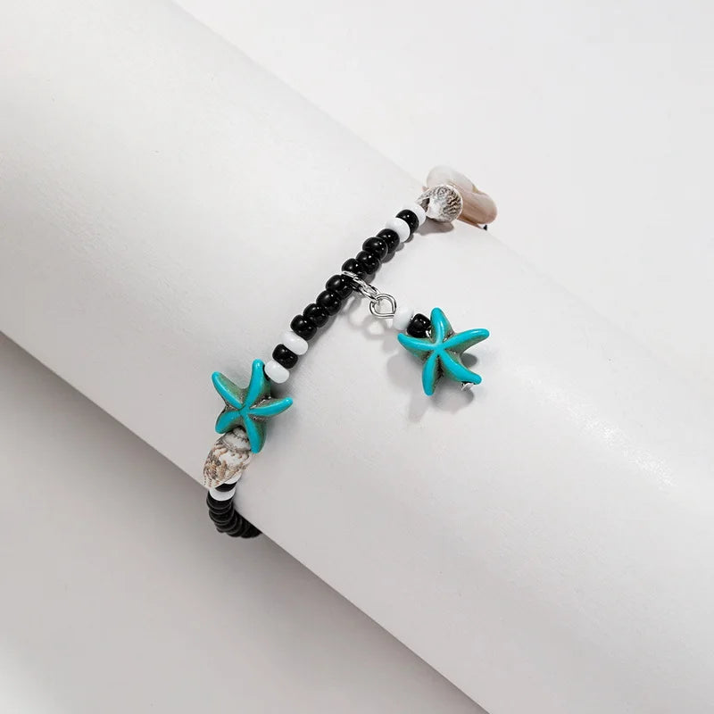 Shell Starfish Boho Anklet | Handmade Rice Beads Bracelet