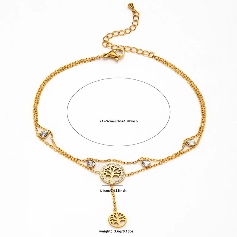 316L Stainless Double Layered Flower Butterfly Anklet