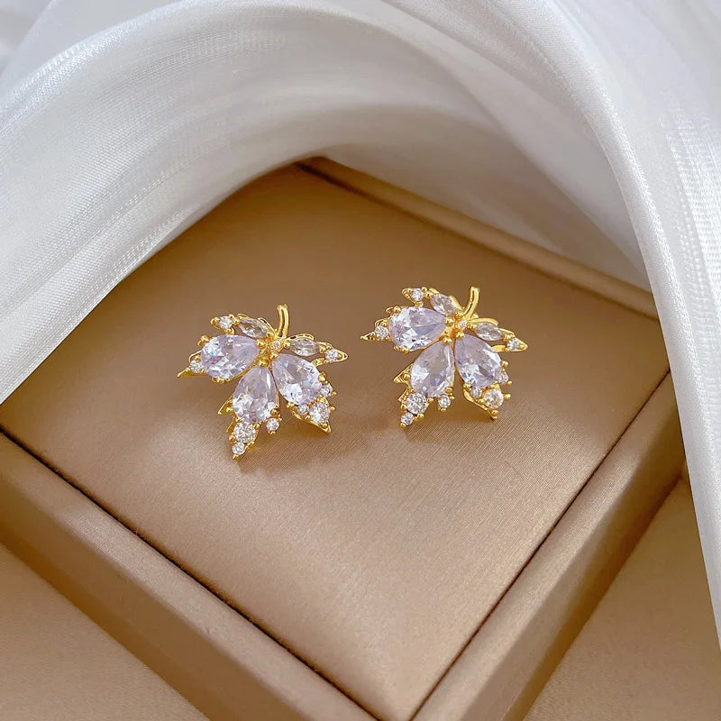 Luxury Maple Leaf AAA Zircon Jewelry Set | Titanium Steel by ZAKOL