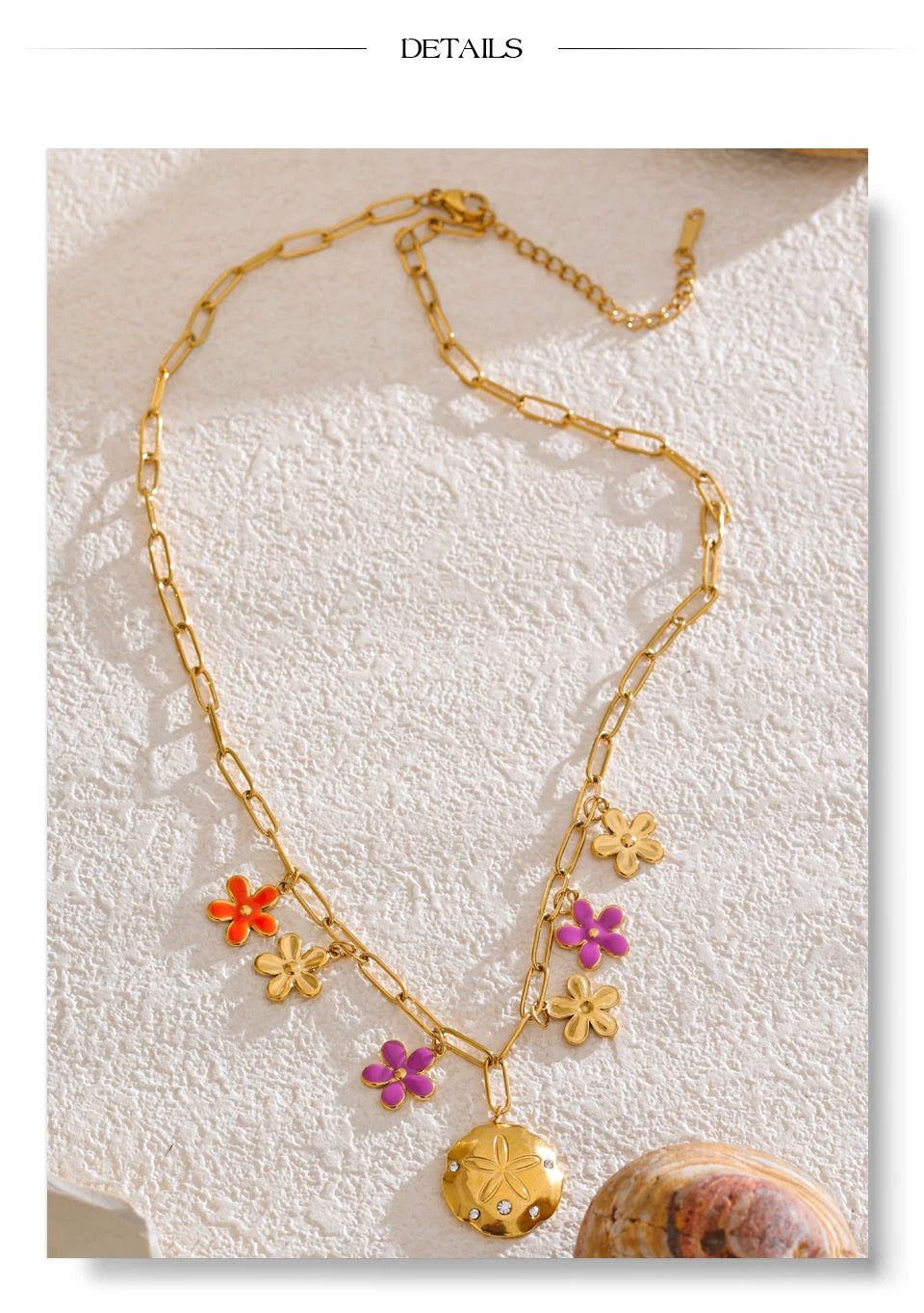 Stainless Steel Bloom Enamel Necklace