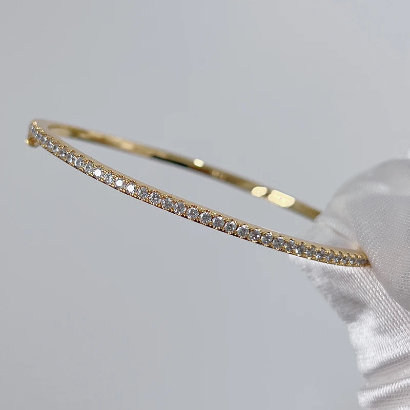 Elegant Move Diamond Bangle – Pure 925 Sterling Silver Wedding Jewelry (6cm)