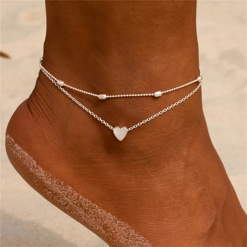 Boho Tassel Chain Anklet | Snake Starfish Heart Charms