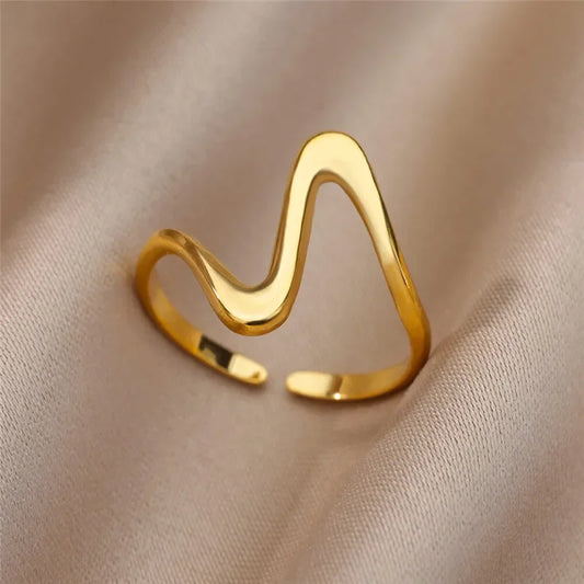 Stainless Steel Ripple Shine Ring