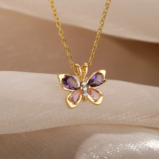STYLESTYLE Crystal Butterfly Necklace
