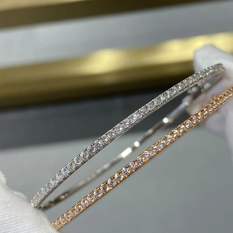 Elegant Move Diamond Bangle – Pure 925 Sterling Silver Wedding Jewelry (6cm)