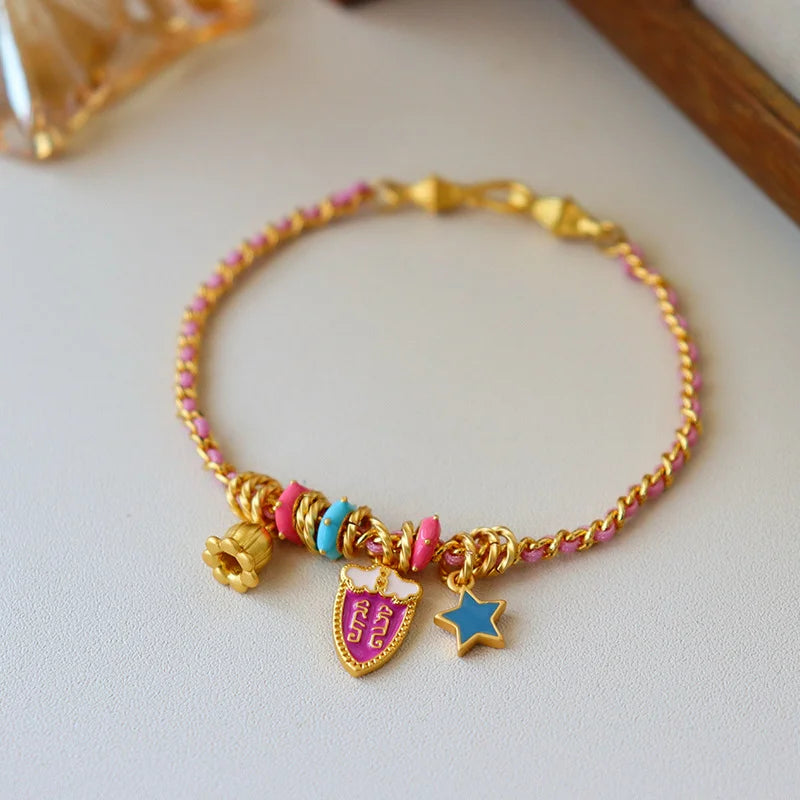 Stainless Steel 18K Gold Plated ColorPop Enamel Bracelet