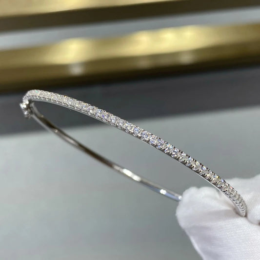 Elegant Move Diamond Bangle – Pure 925 Sterling Silver Wedding Jewelry (6cm)