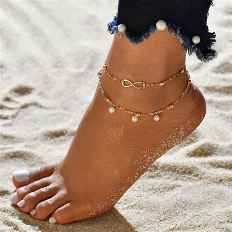 Boho Tassel Chain Anklet | Snake Starfish Heart Charms
