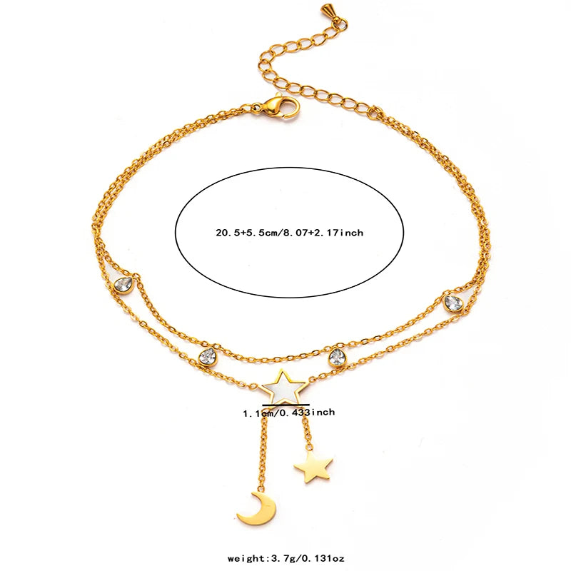 316L Stainless Double Layered Flower Butterfly Anklet