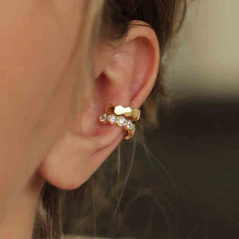 Punk Style Non-Piercing Ear Cuff - Irregular Geometric Metal Fake Cartilage Earring