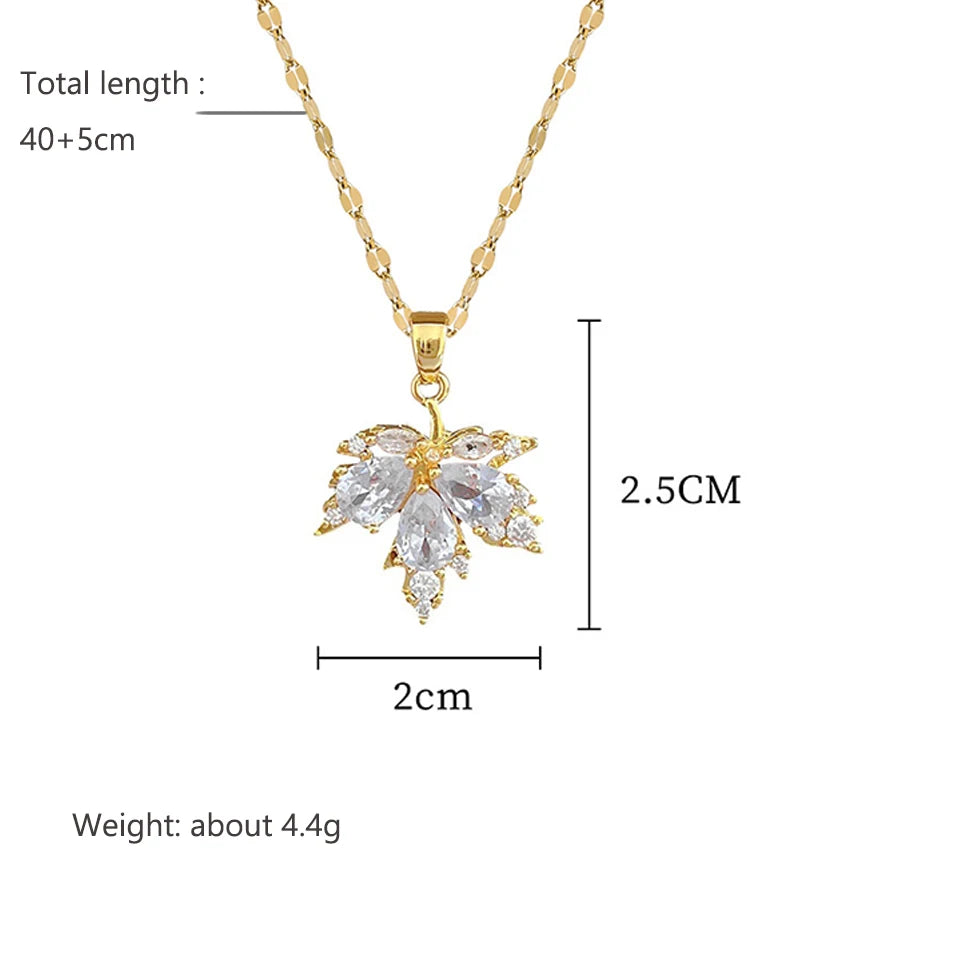 Luxury Maple Leaf AAA Zircon Jewelry Set | Titanium Steel by ZAKOL