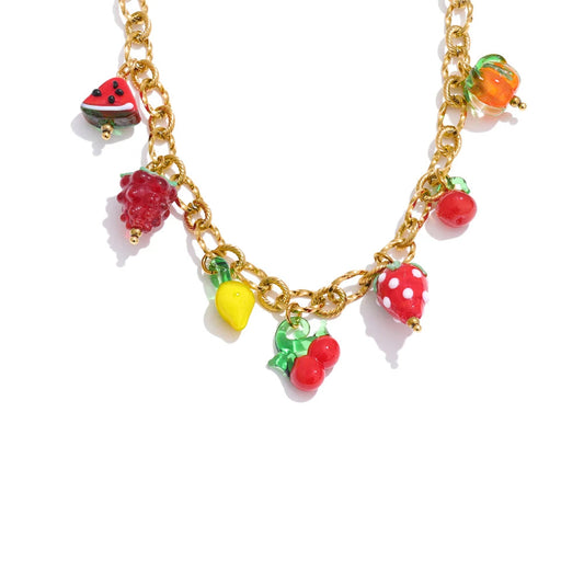 Stainless Steel Fruit Charm Necklace