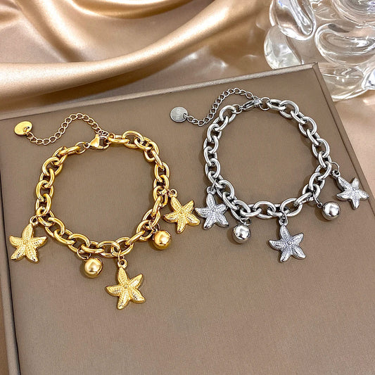 Stainless Steel Starfish Whisper Bangle