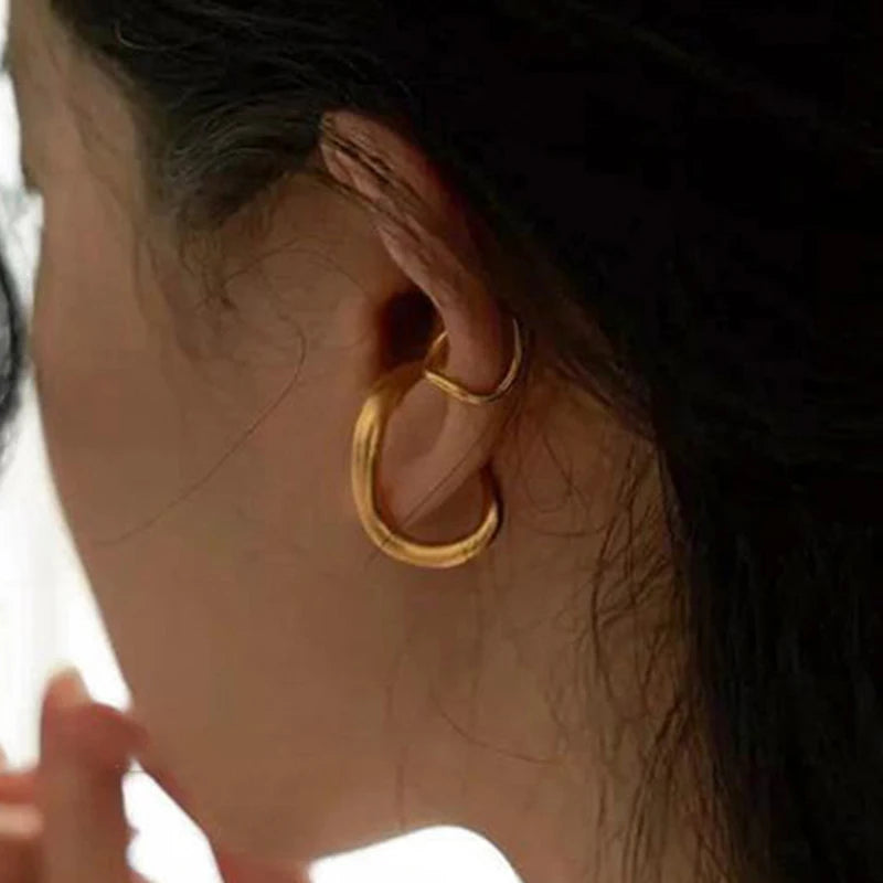 Punk Style Non-Piercing Ear Cuff - Irregular Geometric Metal Fake Cartilage Earring