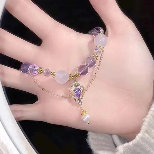 Light Luxury Purple Glass Crystal Beaded Bracelets