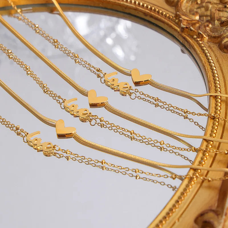 Stainless Steel 18K Gold Plated Love Letter Anklet