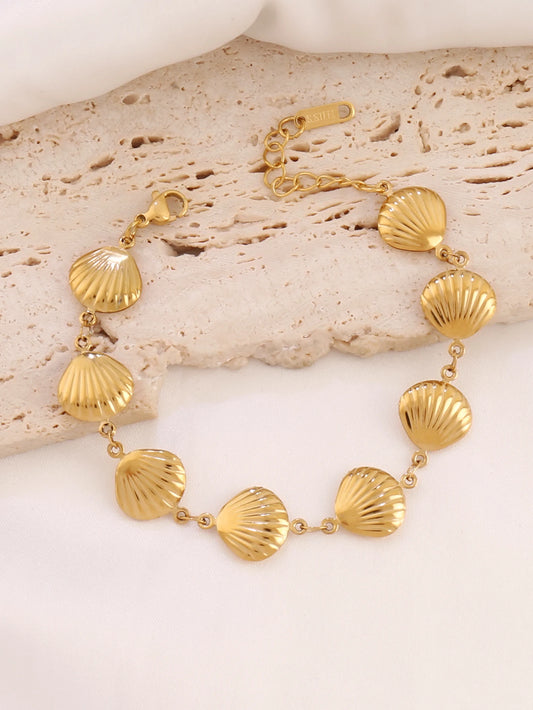 Hollow Conch Shell Chain Bracelet – 316L Gold Stainless Steel