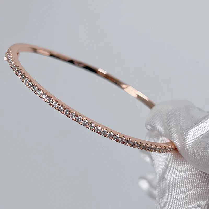 Elegant Move Diamond Bangle – Pure 925 Sterling Silver Wedding Jewelry (6cm)