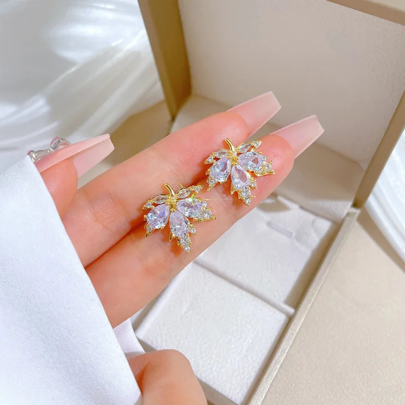 Luxury Maple Leaf AAA Zircon Jewelry Set | Titanium Steel by ZAKOL