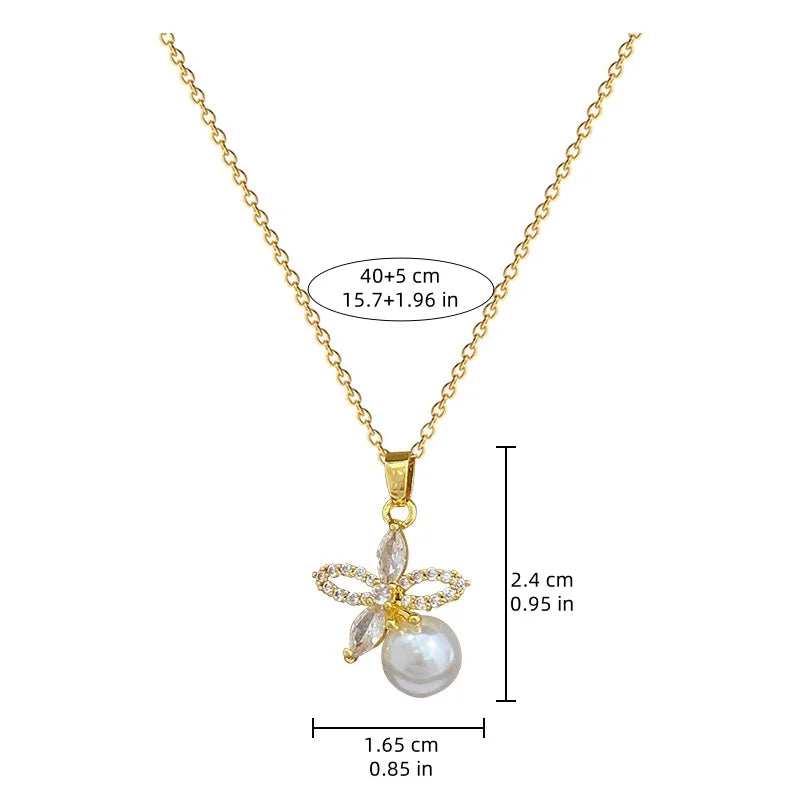 Stainless Steel Micro-Inlaid Flower Set | Pearl Girl Accessories