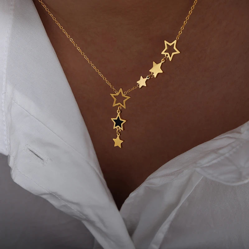 Stainless Steel Noir Star Pendant
