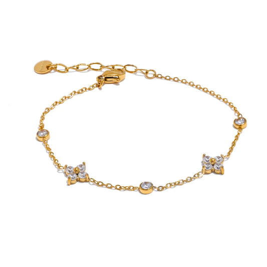 Stainless Steel Zircon Blossom Chain
