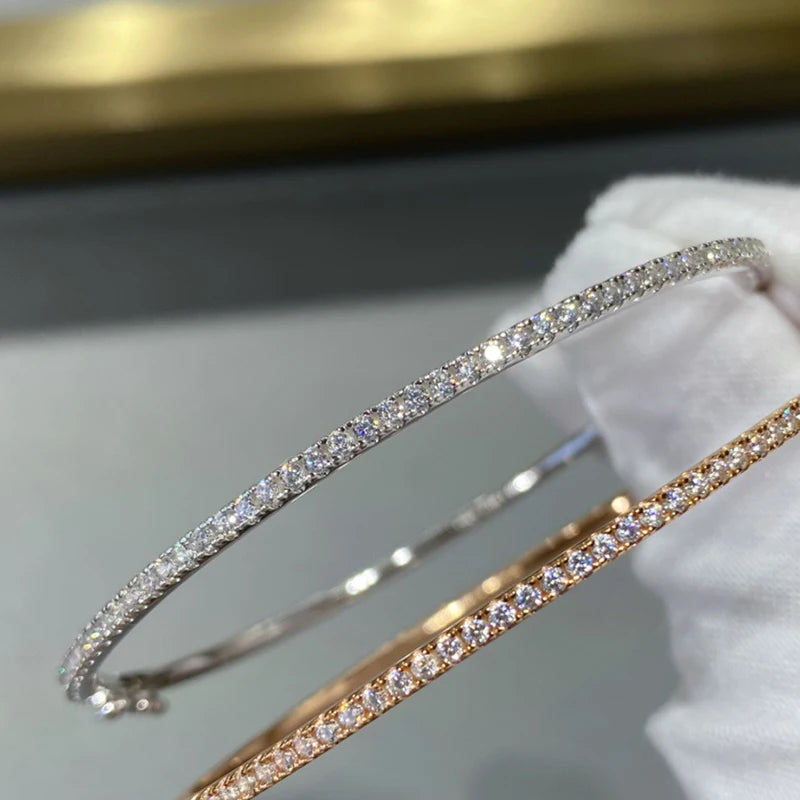 Elegant Move Diamond Bangle – Pure 925 Sterling Silver Wedding Jewelry (6cm)