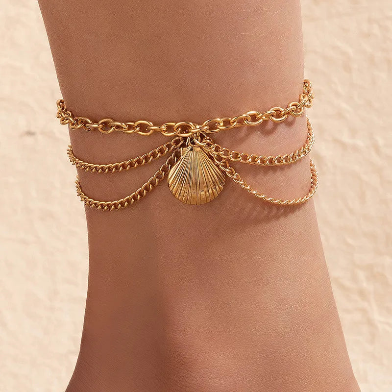 Boho Tassel Chain Anklet | Snake Starfish Heart Charms