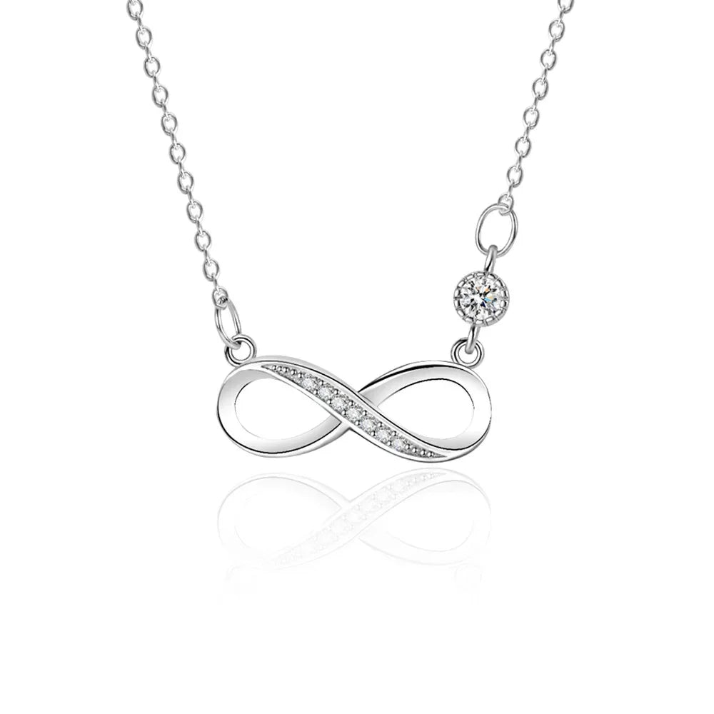 "Infinite Love Sterling Silver Zircon Necklace