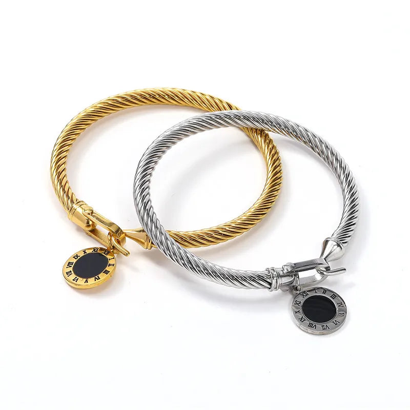 Roman Tag Horseshoe Bracelet – 316L Stainless Steel