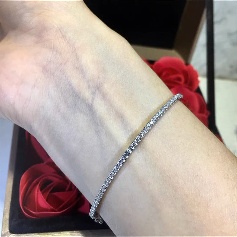 Elegant Move Diamond Bangle – Pure 925 Sterling Silver Wedding Jewelry (6cm)