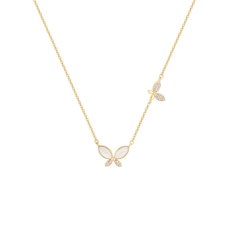Butterfly Zircon Choker – Elegant Stainless Steel Pendant for Ladies