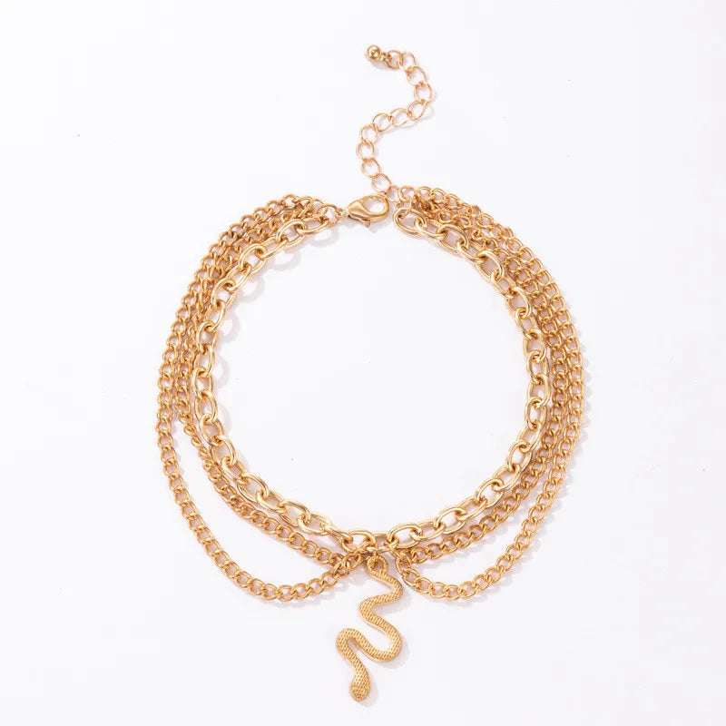 Boho Tassel Chain Anklet | Snake Starfish Heart Charms